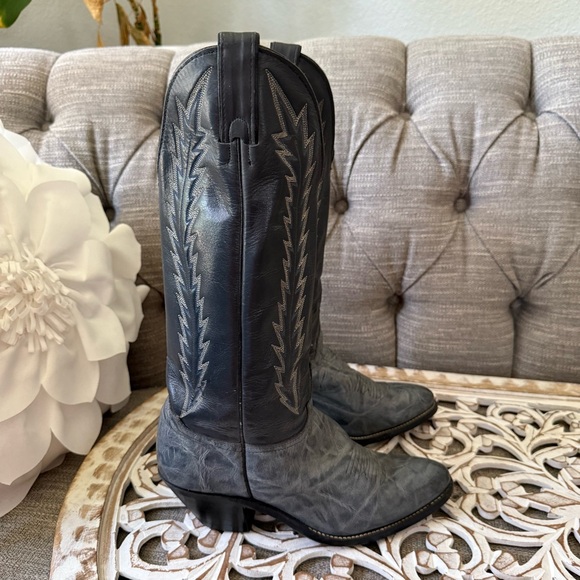 Abilene Boot Co. Shoes - Abilene Tall Gray Leather Western Cowboy Boots Women’s 8.5